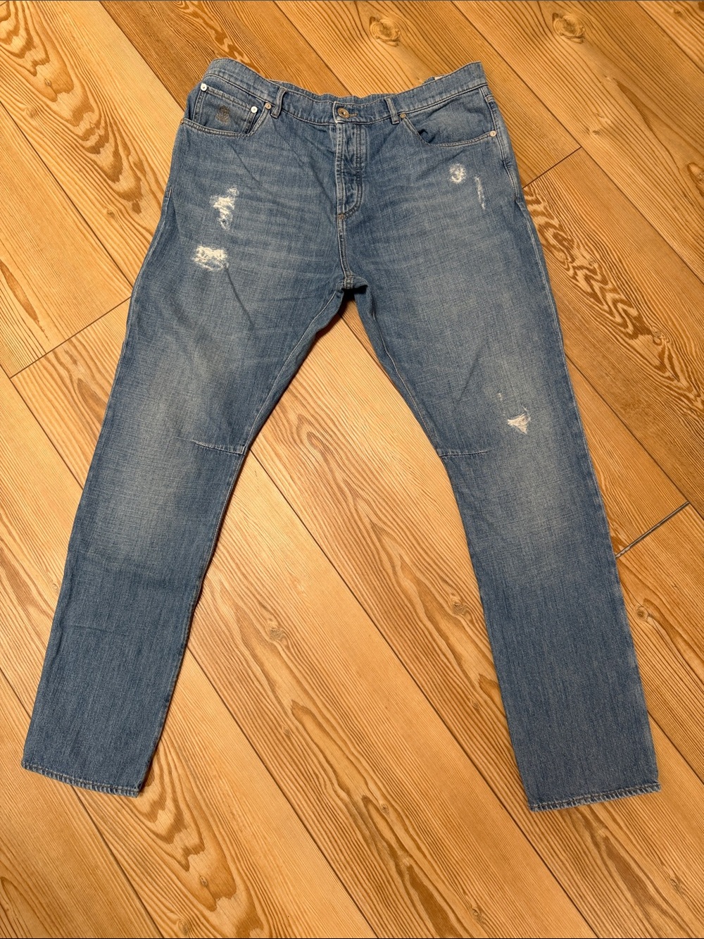 Brunello Cucinelli Men's Faded Blue Slim Straight Jeans
